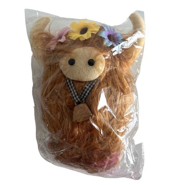 25cm simulated highland cow plush doll soft filled highland cow plush toy Kaii childrens baby gift toy he decorated Y250108