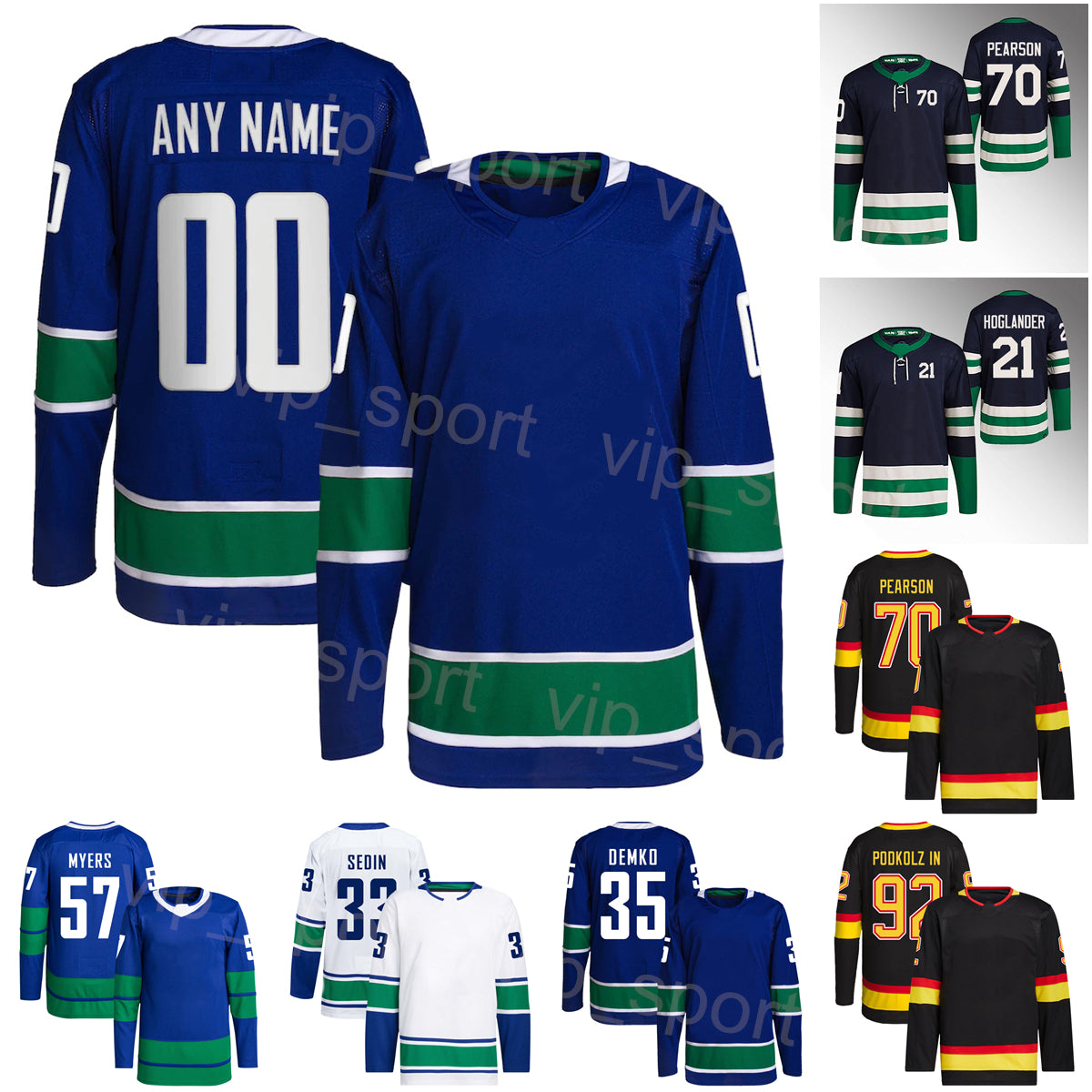 2023 Hockey Reverse Retro 91 Juho Lammikko Jersey 21 Nils Hoglander 70 Tanner Pearson 92 Vasily Podkolzin 57 Tyler Myers 35 Thatcher Demko 2 Luke Sc