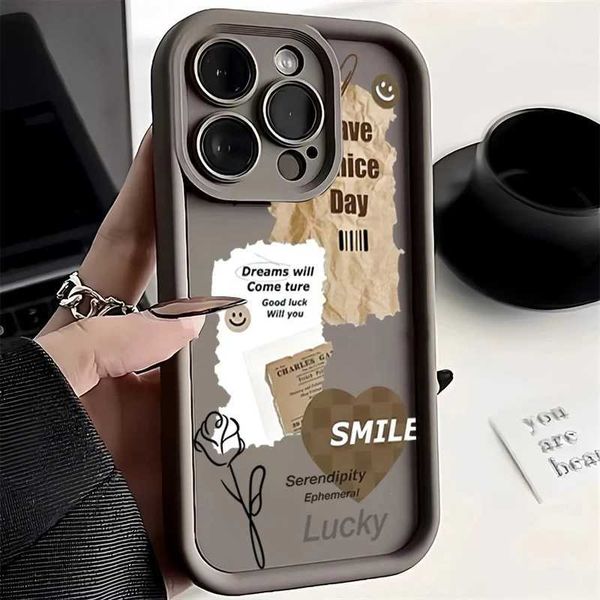 Fashionable black letter soft silicone phone case suitable for iPhone 15 14 11 13 12 Pro XS Max 7 8 Plus X XR SE Simple Lens Protected Cover