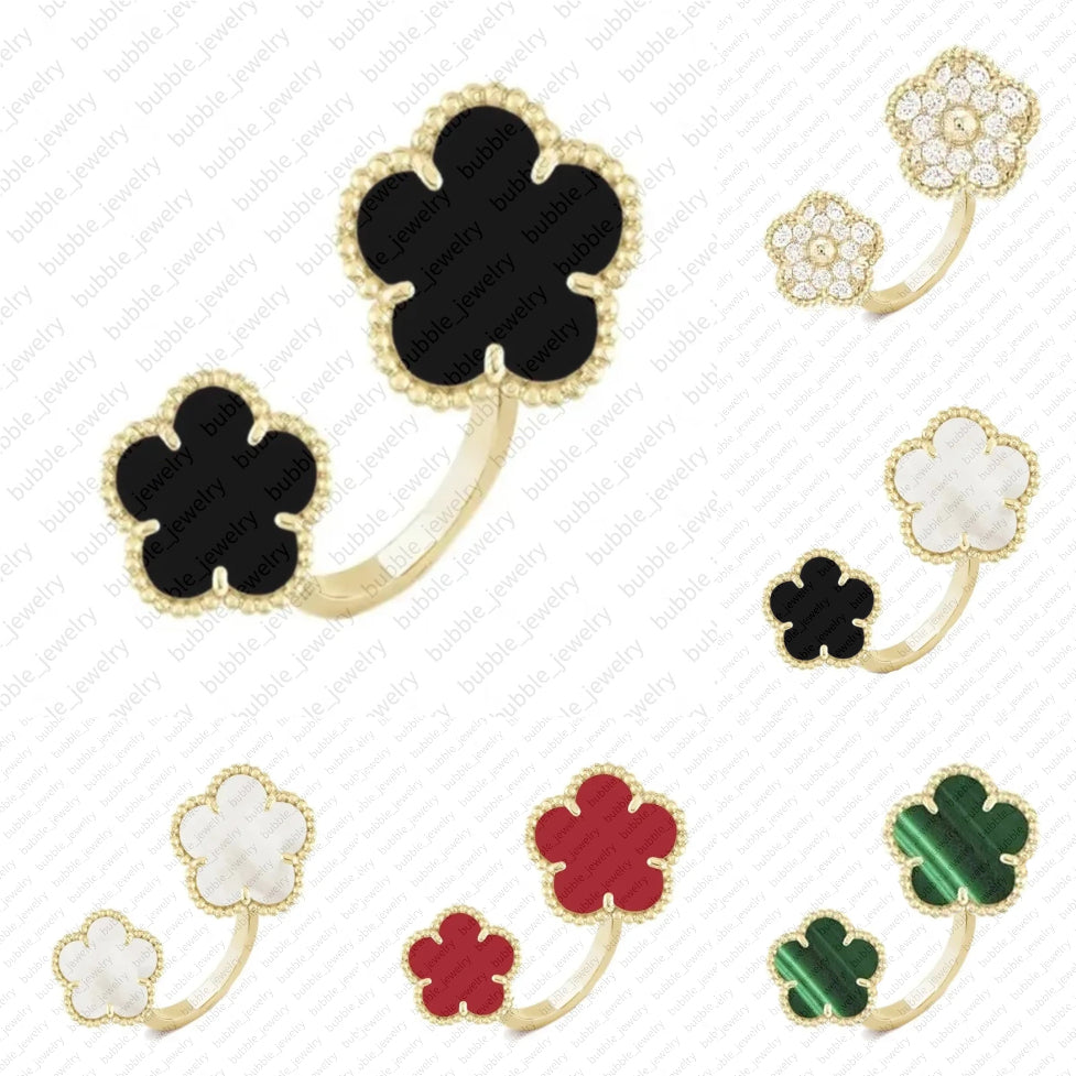 rings for women engagement jewellery designer for women bracelet luxury ring top quality double flower clover ring charm y2k engagement ring luxury