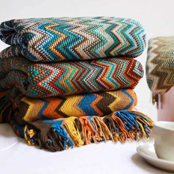Boho Bed Plaid Blanket Geometry Aztec Baja Blankets Ethnic Sofa Cover Slipcover Decor Throw Wall Hanging Tapestry Rug CobertorM240807