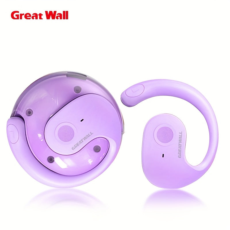 TEMU Greatwall New Tws Wireless Earphones Hifi Headphones 9d Sports Ear Hanging Type Headset With Built In Microphone Hd Call Earbuds Spherical