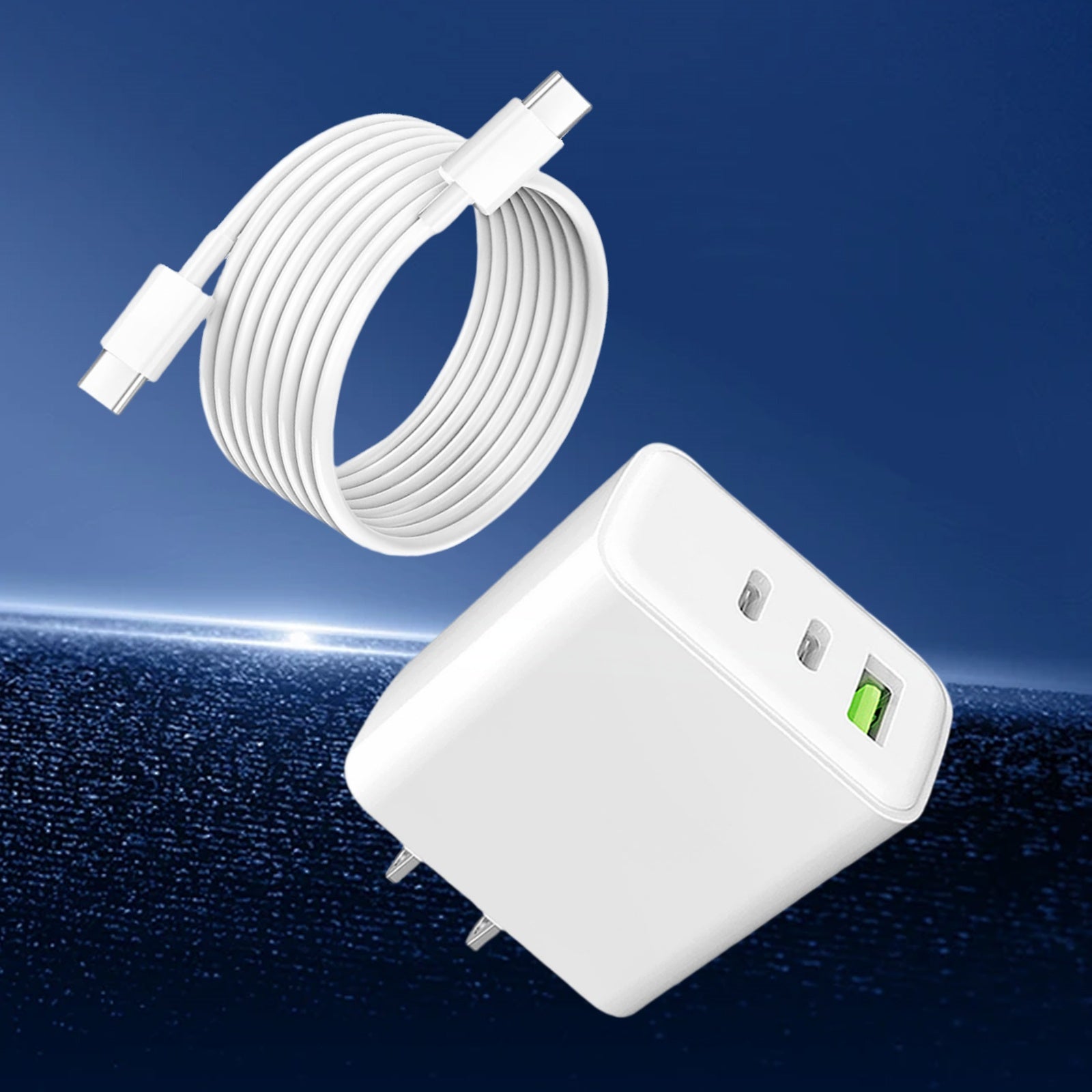 TEMU 4ft Cable- 3-port Gan Usb C Fast Charger: Pps Pd 3.0 For L Phone, Smartphones And Earbuds