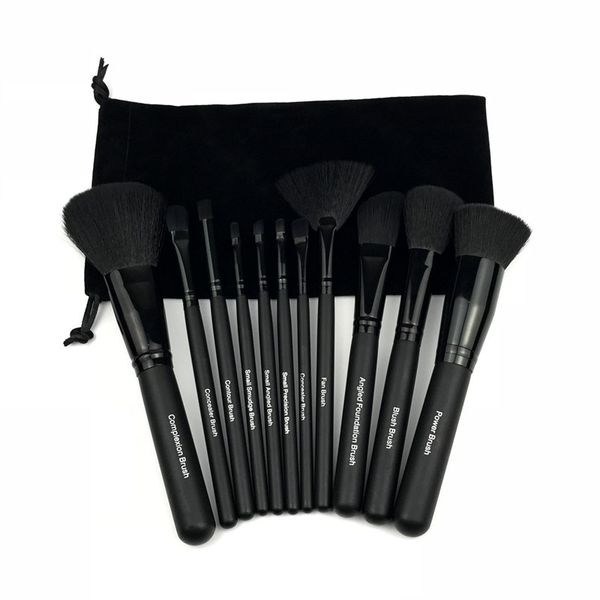 11Pcs-set MC Makeup Brush Set Face Cream Power Foundation Brushes Multipurpose Beauty Cosmetic Tool Brushes Set with Pouch Bag Cosmetics Ble