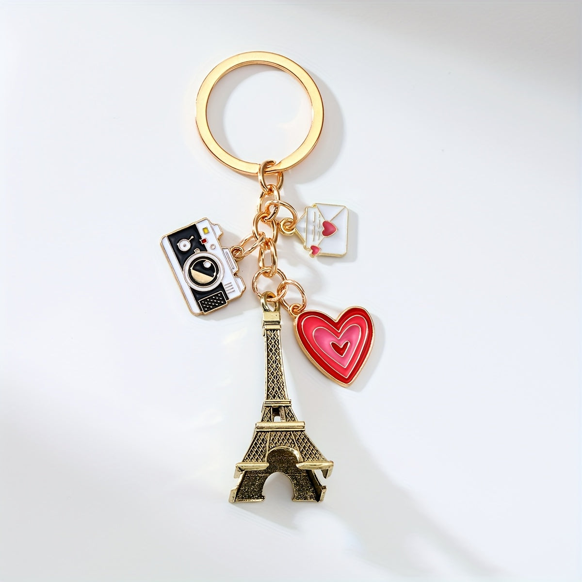 TEMU 1pc Romantic Tower Keychain, Camera Love Valentine's Day Gift Pendant, Valentine's Day Souvenir Gift