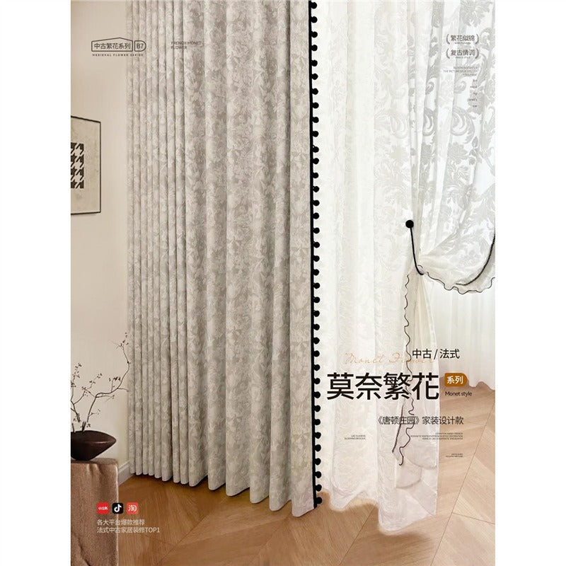 A956 medieval curtains retro French high-end 2025 new blackout chenille living room bedroom yarn-dyed jacquard fabric Curtain
