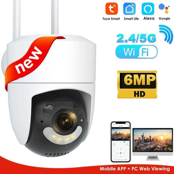 6MP Tuya WiFi Outdoor Camera 2.4G-5G WiFi Monitoring Camera Security Protection CCTV Smart Life Alexa Google Video Camera X250110
