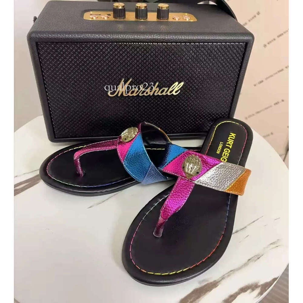 kurt gegiers sandals Womens London Designer Kensington Sandals Arch Support Eaglehead Flip Flops Slippers Full Grain Textured Rubber Flats Beach Sho