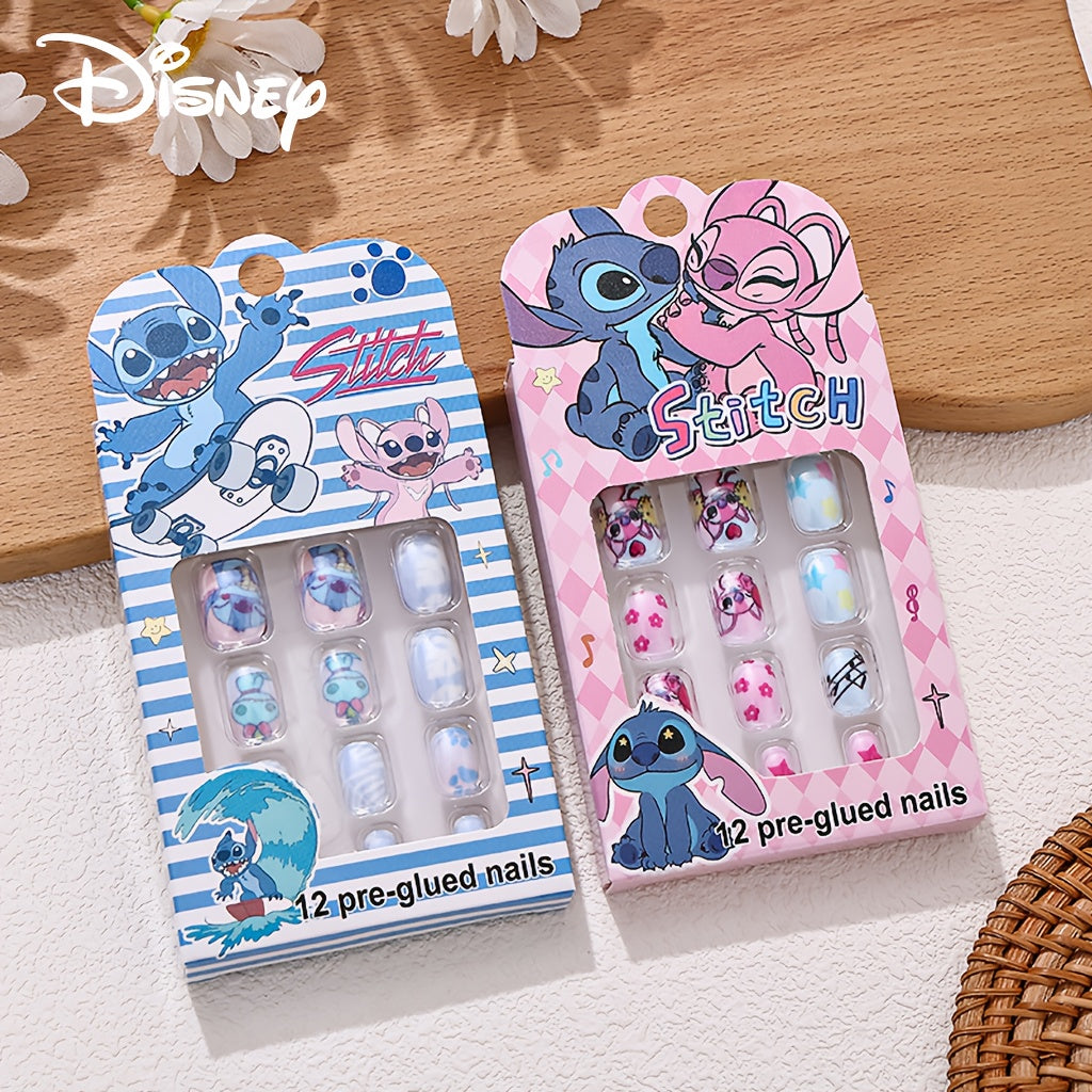 TEMU Ip 2-pack Stitch Glossy Medium Press-on Nails – Reusable Cute , Durable & Easy-to-apply Fake Nails For Women’ Use