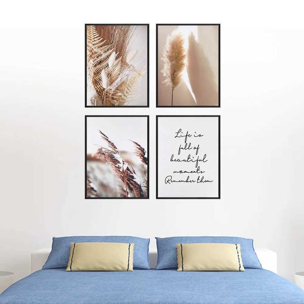 Wall Art Canvas Nordic Posters And Prints Reed Dried Flower Plants Landscape Wall Pictures Painting Beige For Living Ro DecorT250117