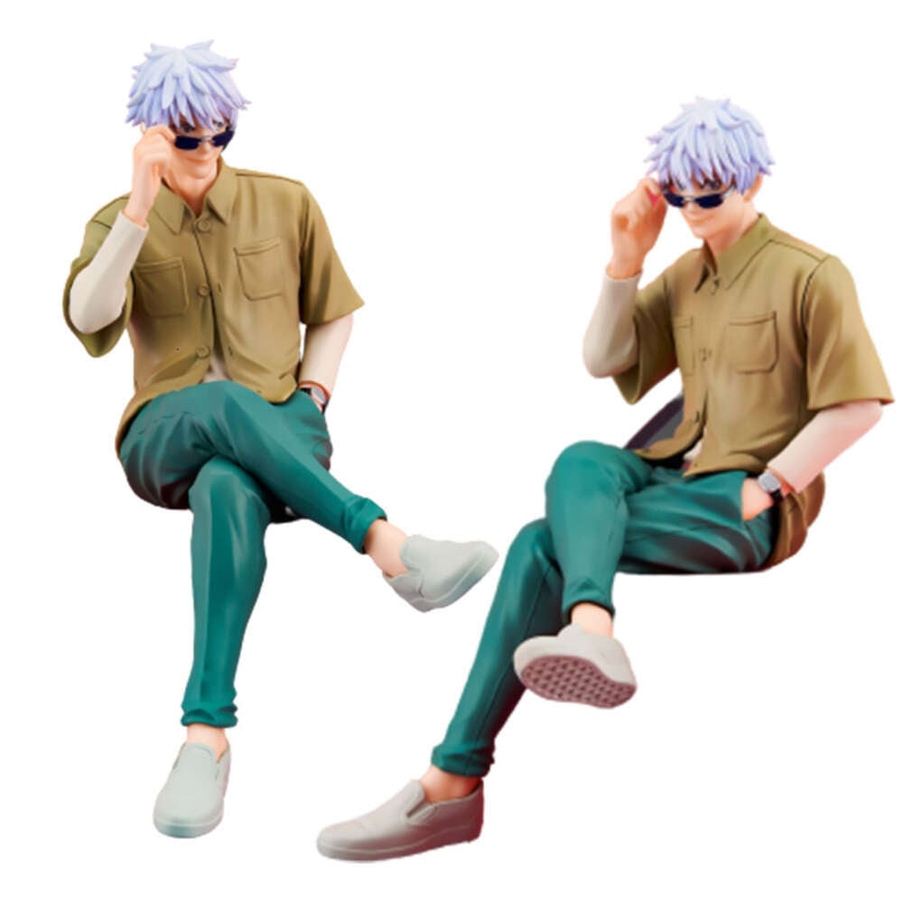 Mascot Costumes Genuine 15cm Figure Anime Jujutsu Kaisen Gojo Satoru Sunglasses Sitting Pressed Noodles Model Dolls Toy Gift Collect Boxed Pvc
