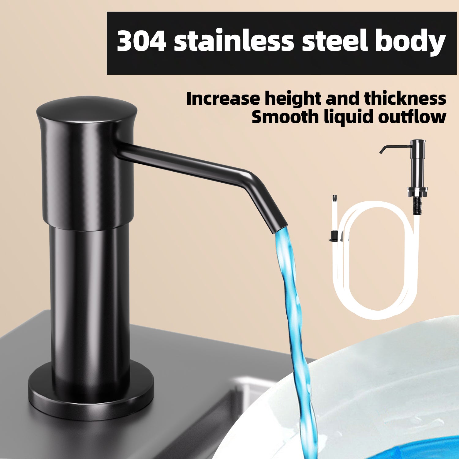 Portable Stainless Steel Dish Soap Dispenser with Silicone Hose for Any Kitchen