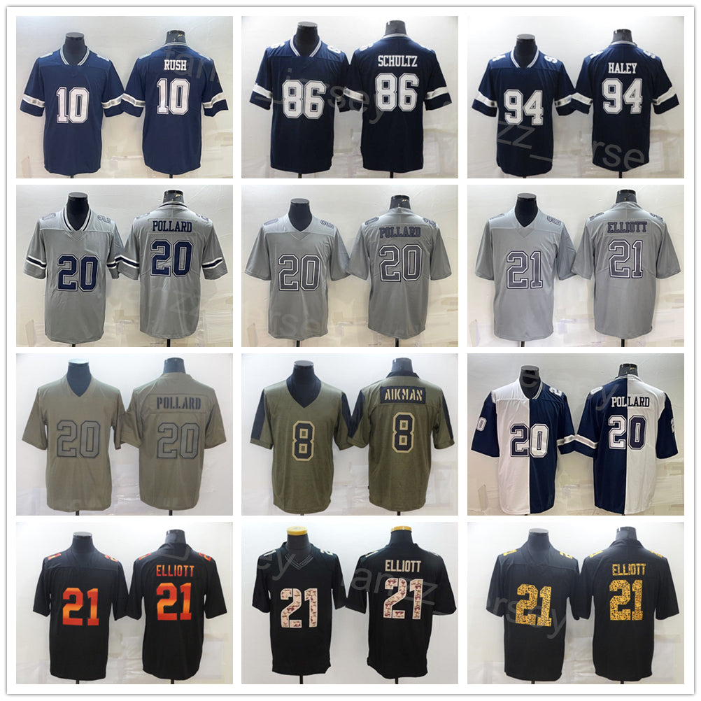 Men Football 20 Tony Pollard Jerseys 21 Ezekiel Elliott 10 Cooper Rush 8 Troy Aikman 86 Dalton Schultz Rainbow Leopard Grain Olive Salute To Service