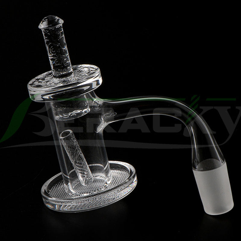 Beracky Full Weld Smoking Quartz Charmer Banger With Grid Bottom And Quartz Cap Hollow Pillar 20mmOD Blender Fully Welded Beveled Edge Quartz Nails