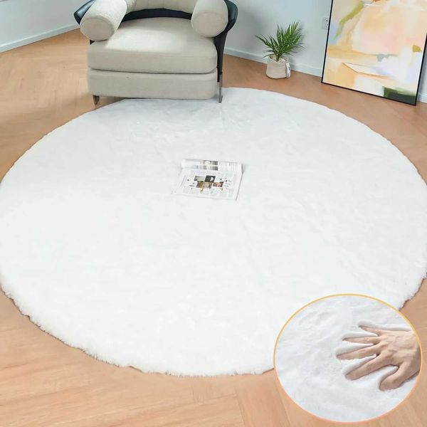 Round Plush Carpet For Living Room Green Shaggy Rug For Sofa Chair Long Hair Floor Mat Bathroom Decoration Kids Rug FluffyC250102