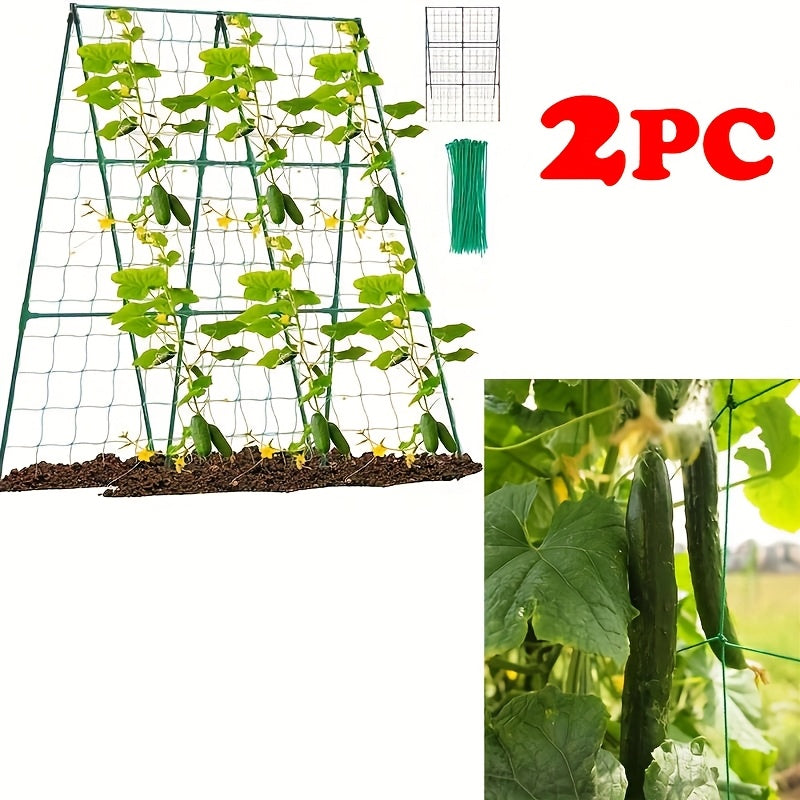 TEMU 2pcs Of Heavy-duty Pvc Garden Grid - Providing Sturdy Support For Climbing Plants, Flowers, And Vegetables, Durable Weather Resistant Material,