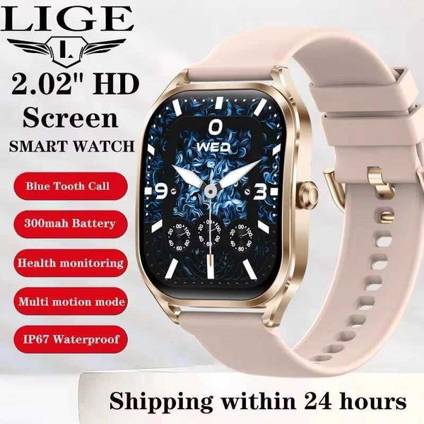 LIGE 2.01 3D Curved Screen Men Women BT Call Watches Sports Fitness Health Smartwatch Waterproof Music Weather Smart Watch 2024 M240907