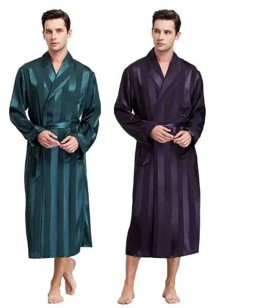 Mens Silk Satin Pajamas Sleepwear Robe Robes Bathrobe Nightgown S~3XL__For XMAS GiftsXJ241018