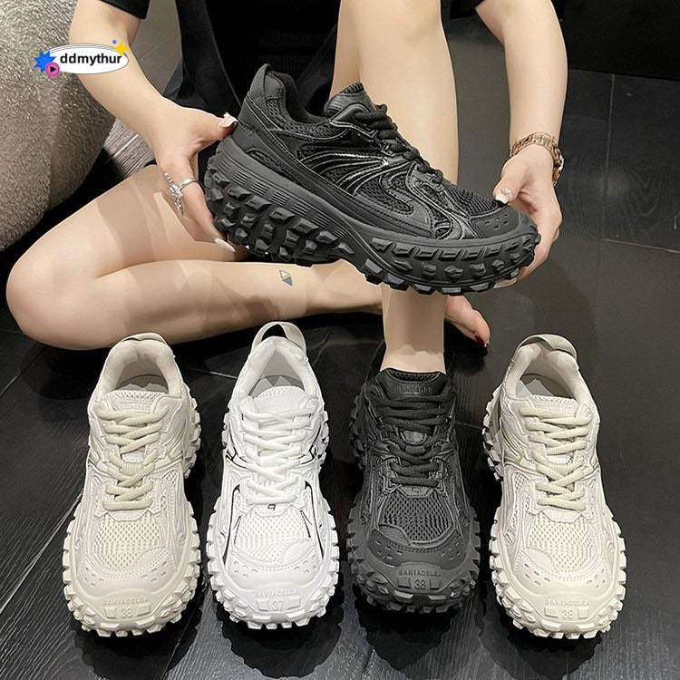 Tire Dad 2025 New Mesh Breathable Casual Shoes Fashion Versatile Thick Sole Height Increasing Sneakers ddmythur