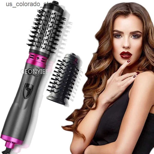 Electric Hair Brushes 2-in-1 360 Rotating AirFlow Hot Air Brush Hair Straightener Curler Iron Volumizer Blowers Electric Hair Dryer Comb L24