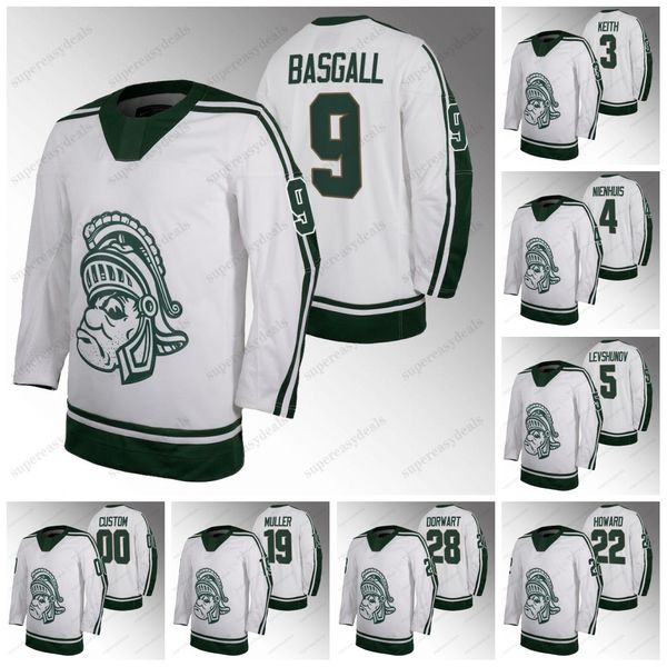 Michigans States 2023-24 Spartanes Hockey Jerseys Duncan Keith Nienhuis Artyom Levshunov Basgall Nicolas Muller Isaac Howard Karsen Dorwart