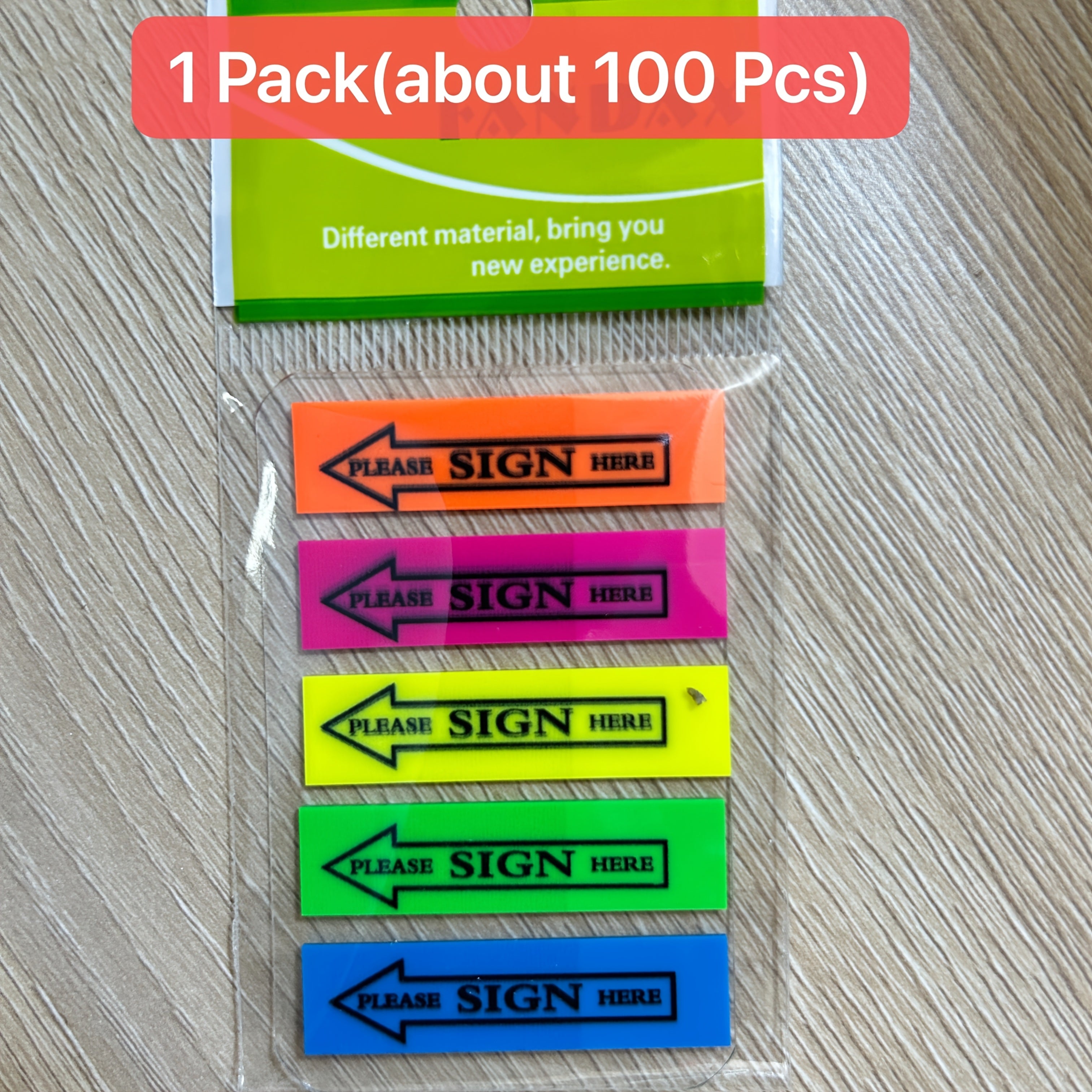 TEMU 100-500pcs Here Sign Sticky Labels - Fluorescent Adhesive Page Markers With Arrow Design For Office, School, Notebooks & Documents, Document