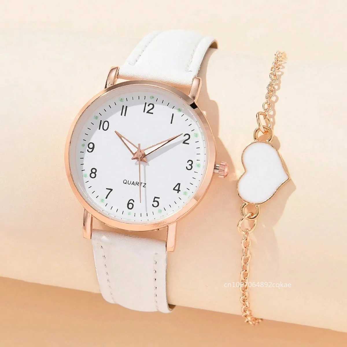 Women Fashion Watch Casual Bracelet Watches Set Leather Simple Round Dial Ladise Quartz Wristwatches Dress Clock Montre FemmeX240920