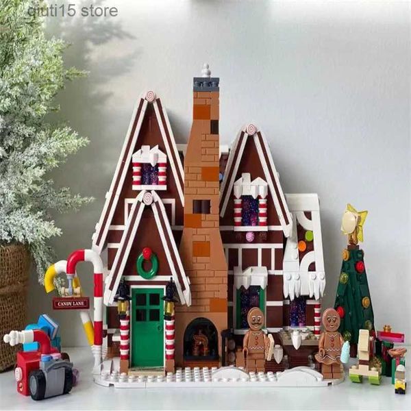 Blocks Gingerbread House Set Compatible 10267 Bricks DIY Model Building Kits Winter Village Toys For Kids Birthday Gifts