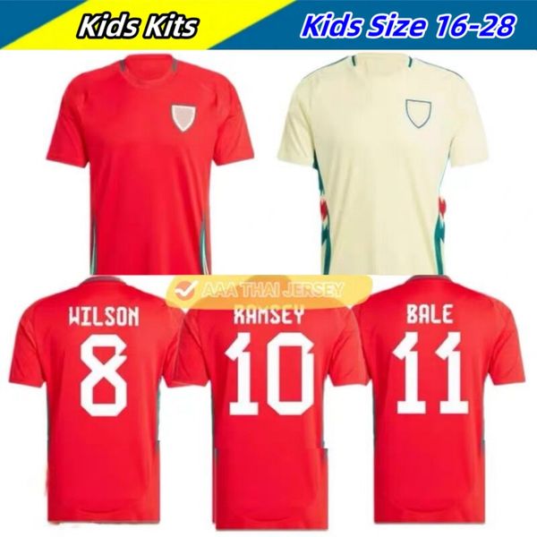 Baby Kids 24-25 Wales Soccer Jerseys Kits JAMES BALE 2024 2025 Welsh JOHNSON N.WILLIAMS RODON T.ROBERTS CABANGO LEVITT MOORE THOMAS Kids Foo