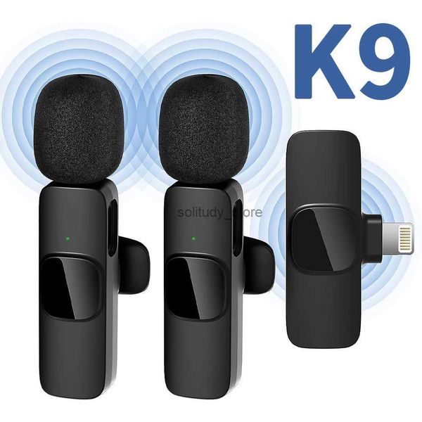 Microphones K9 wireless Lavalier portable audio and video recording mini microphone for iPhone-Type-C Live Broadcast Gaming Phone MicQ