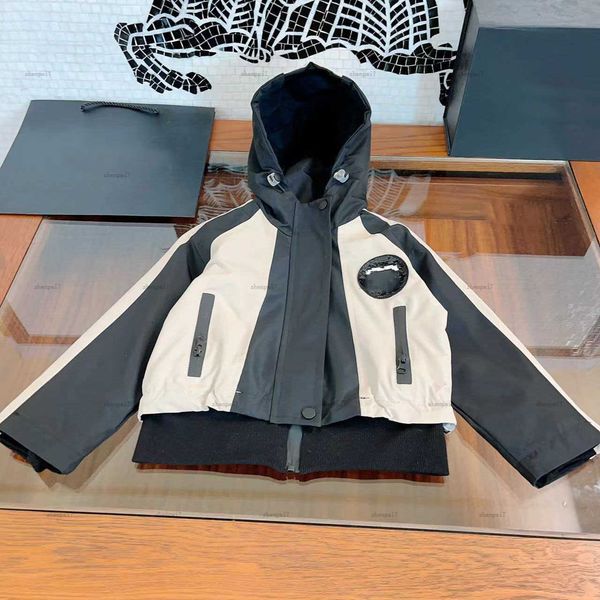 Top toddler jacket Sequin logo kids designer clothes Color blocking splicing Outerwear Size 110-160 hooded baby coat