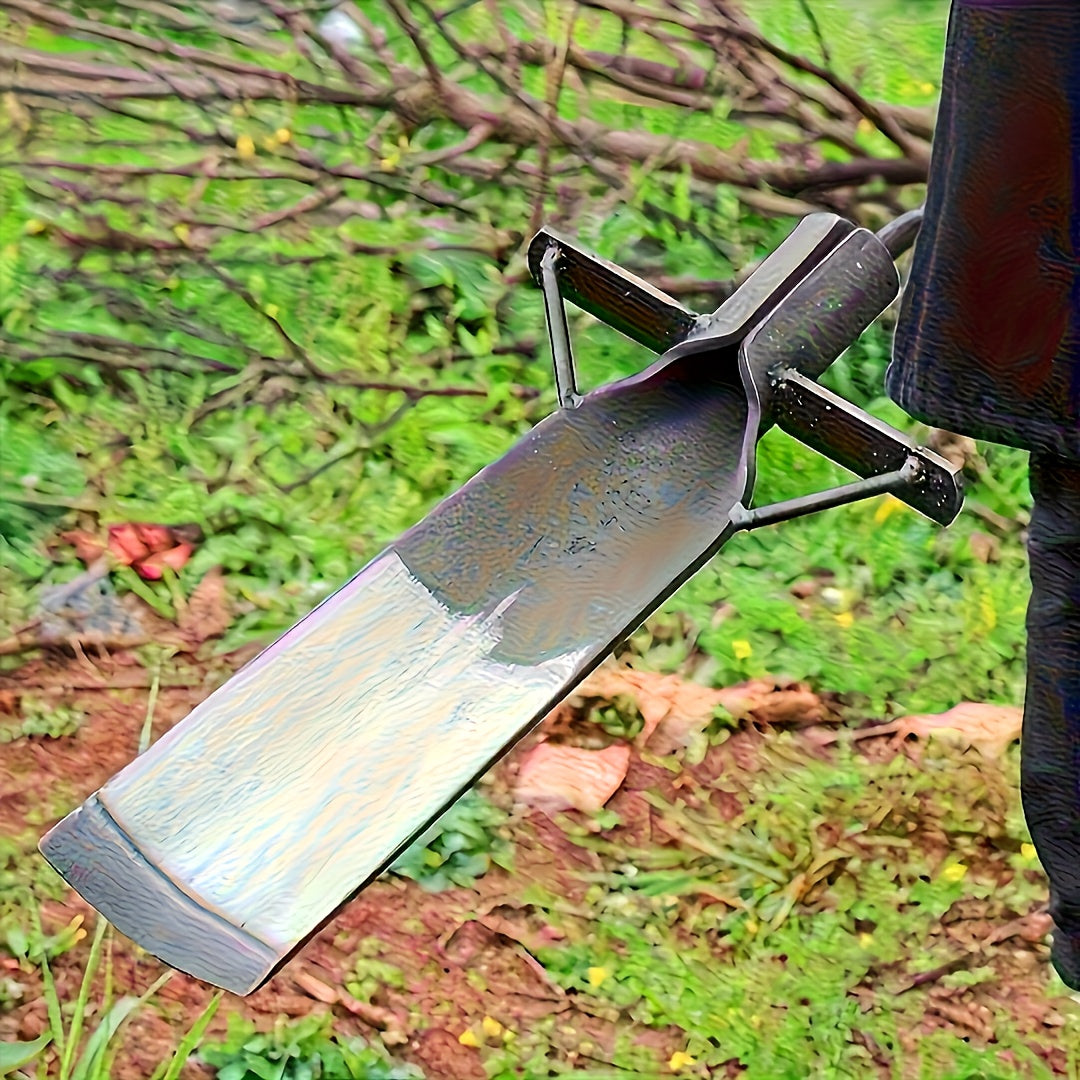 TEMU 1pc Heavy-duty Steel Long-handled Garden Shovel With Wide Blade & Hardened Edge - Multi-functional Digging, Transplanting, Root Removal Tool For