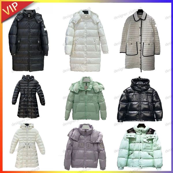 designer women down parkas mid length embroidered badge with hat fur collar thickened for warmth and slim fit Puffer Winter jacket top Size