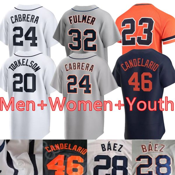 2024 Custom S-4XL Baseball Jersey 28 Javier Baez 24 Miguel Cabrera Jonathan Schoop 8 Robbie Grossman Niko Goodrum DETroit Tiger Akil Baddoo