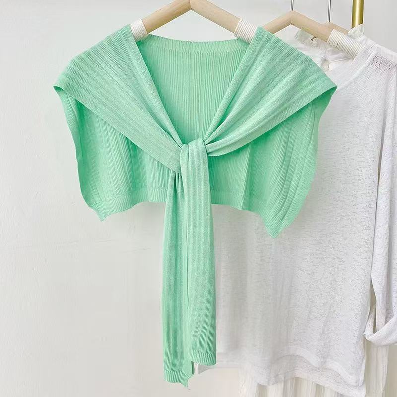 K979 Spring and summer outerwear shawl ice silk thin style net celebrity small shoulder Korean version sunscreen line girlfriend knitted knotted sca
