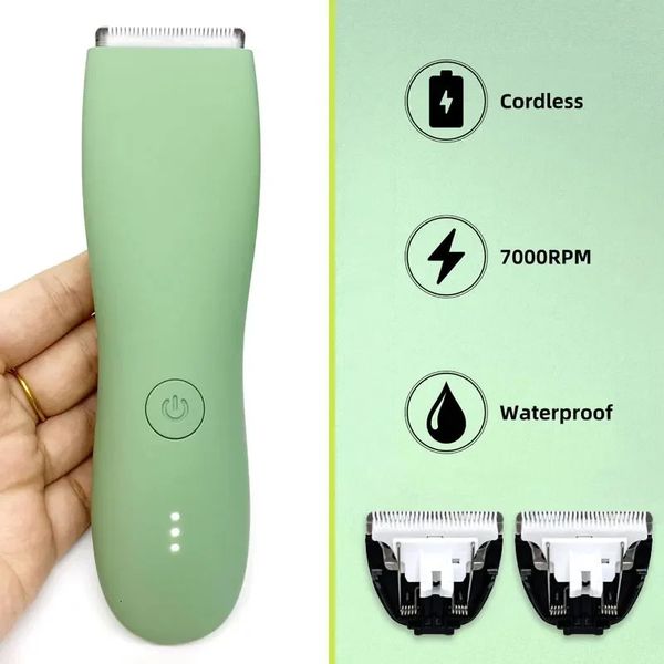 Body Hair Trimmer for Men Balls Waterproof Green Electric Shaver Machine Man Shaving Groin Trimmers Sensitive Areas 240110