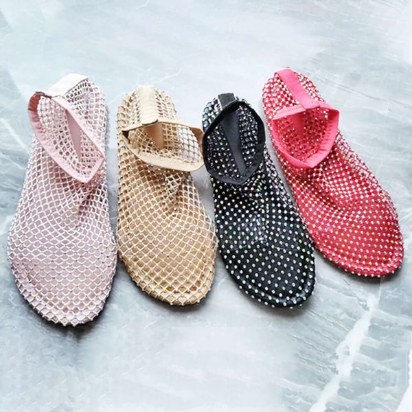 designer women mesh hollow breathable dress shoes luxury sandals top quality summer flats round head leather solid color dress shoes casual