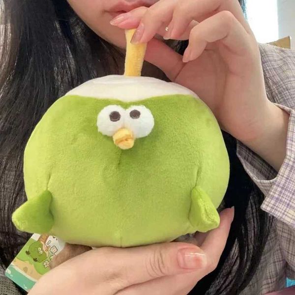 Plush Dolls 10-23cm Kawaii Creative Green Coconut Chicken Plush Doll Fruit Animal Combination Super Soft Plush Doll Home Decor Girl Gift z24