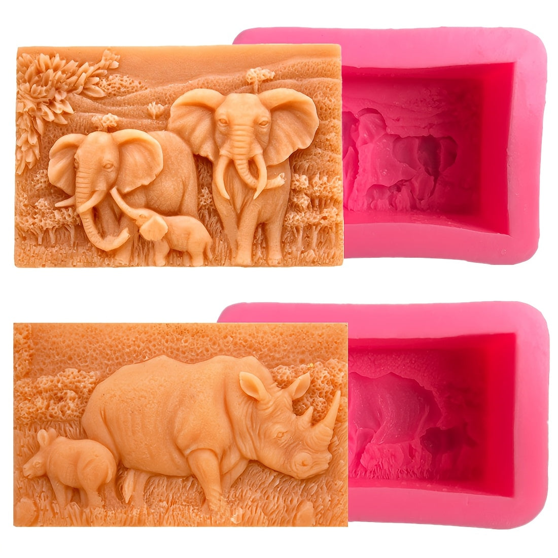 TEMU 2 Pack Yscen Silicone Molds For Soap Making, Candles, Resin Crafts - & Family Wildlife Art, High-quality Reusable Detailed Texture Molds, Diy