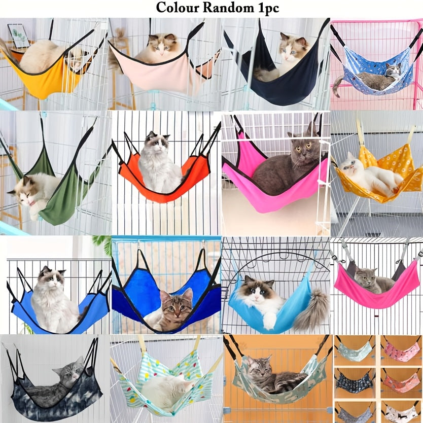 TEMU Cozy Cat Bed - , -proof Swing With Hooks, Polyester, Space-saving Design For Cats