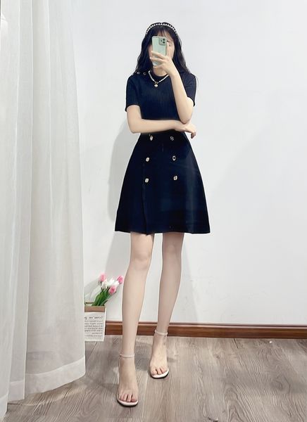 Casual Dresses S-andro bubble sleeve round neck knit dress