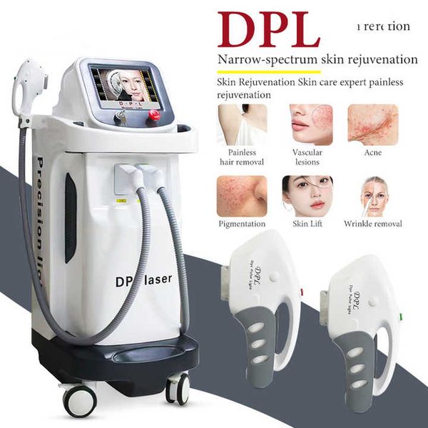 Popular Design DPL Laser Hair Removal Permanent 2Handles Painless 2024 DPL Hair Removal ND YAG Laser Vascular Lesions-Pigment-Acne Removal