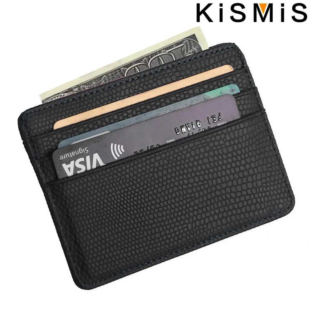 KISMIS Small Mini Travel PU Leather Card Holder Wallet - Lizard Pattern ID Window Case for Men Women R250801