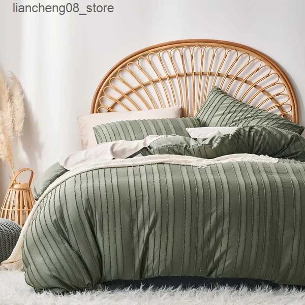 Bedding sets Cover King SizeStriped Textured PatternSoft Lightweight Tufted Duvet Cover Set for All Season L240910