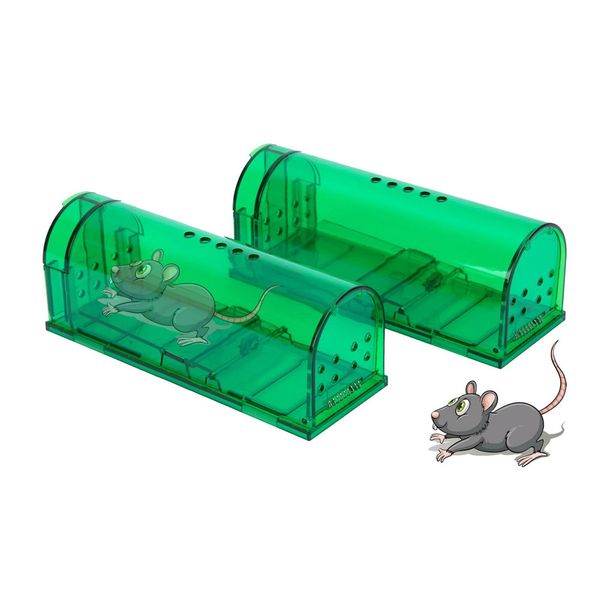 Large Mouse Trap Cage No Kill Animal Pet Control Cage Green Reusable Mice Rodent Catcher Rat Trap Plastic Rat Bait Station Catching Mouse Al