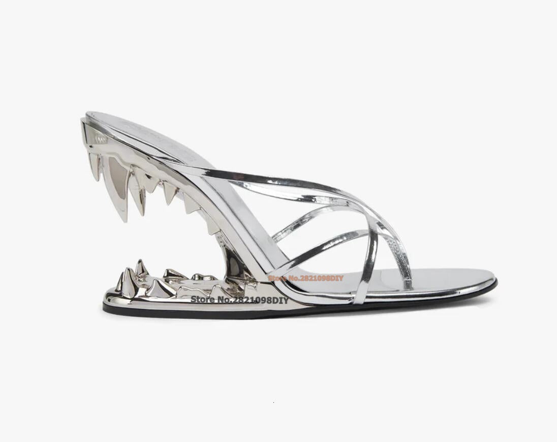 Sier Black Thongs Sandals High Heel Women 3D Mouth Slip On Heeled Party Shoes Criss-Crossed Flip-P Sg