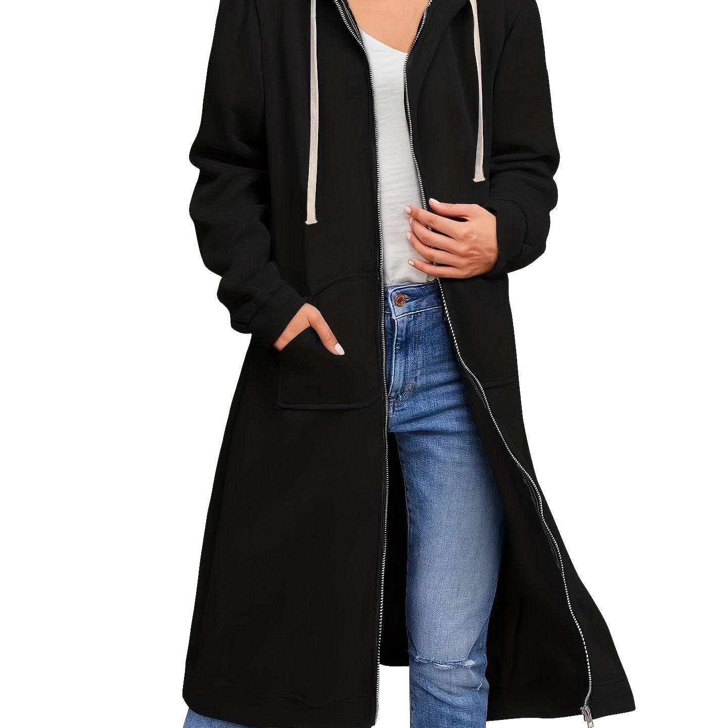 TEMU 2022 New Autumn And Winter -border Women's Fashion From Europe And America, Loose Long Cardigan With Zipper