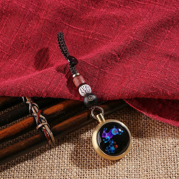 Laiton lumineux & lampwork douze décorations pendantes tournantes du zodiaque