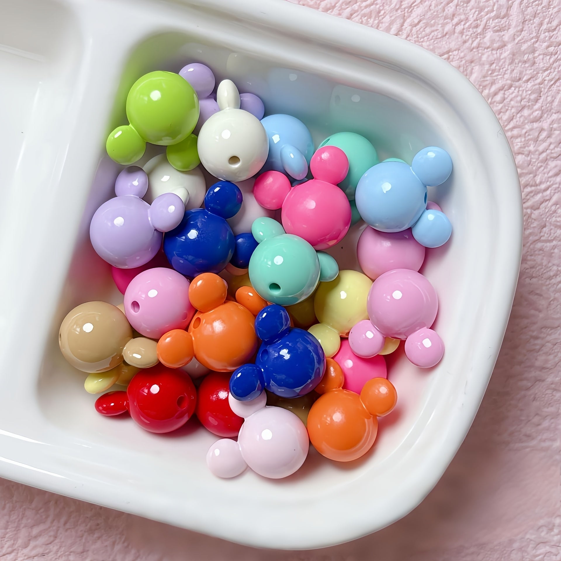 TEMU 20pcs Multicolor Glossy Straight Hole Beads, Creative Handmade Clothing Decoration Accessories For Bags And Backpacks, Festive Craft Supplies,