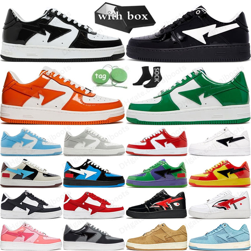 Designer Shoes Sneakers Low Mens Womens Patent Leather Pink Green Black White Blue Camouflage Skateboarding Jogging Sports Trainers